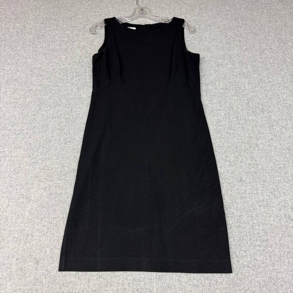 Studio by London Times Sheath Dress Size 4 Black Sleeveless Back Zip Vent 0781